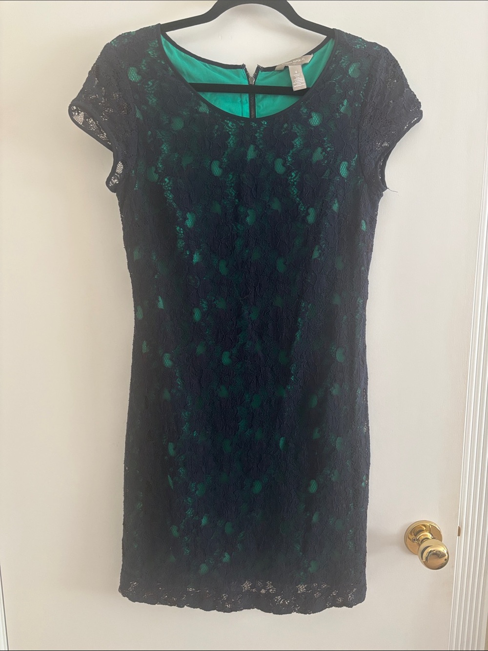 Banana Republic Navy Lace Mini Dress with Green Lining
